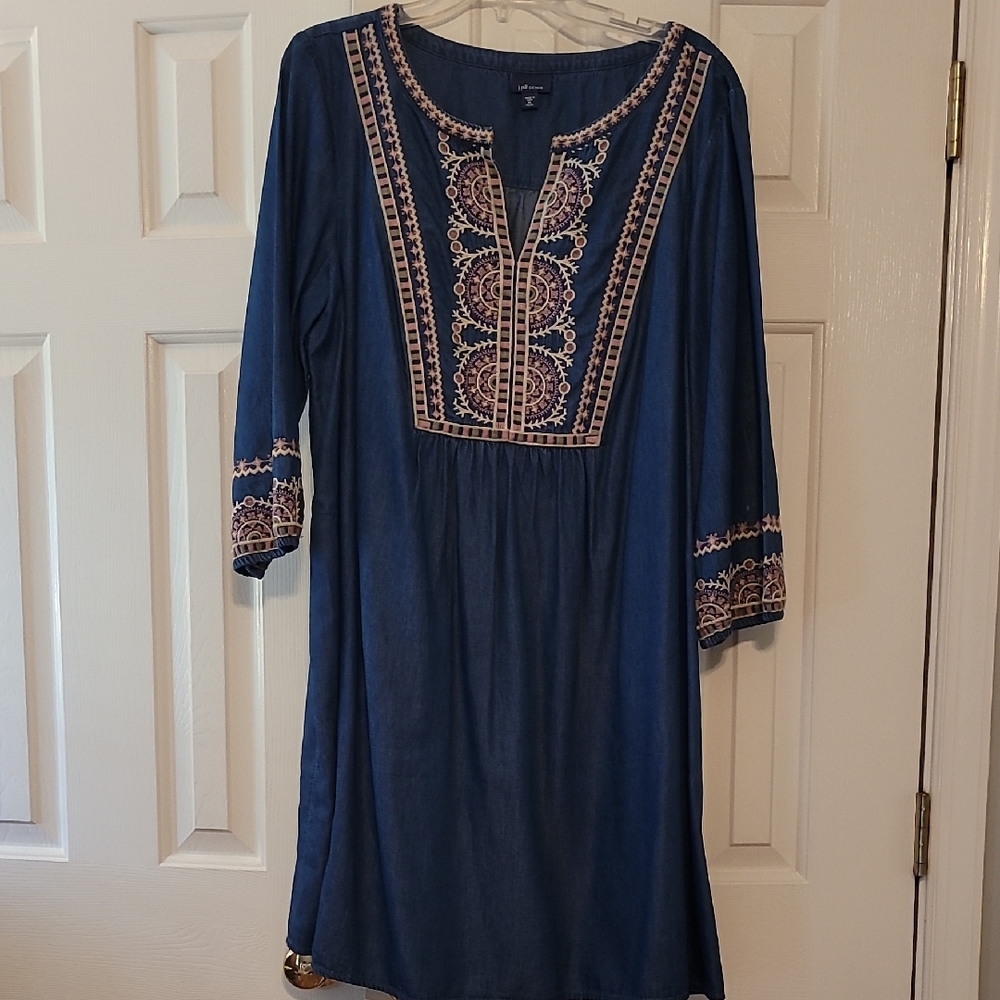 Women’s Embroidered Navy Tunic Dress - Unbranded